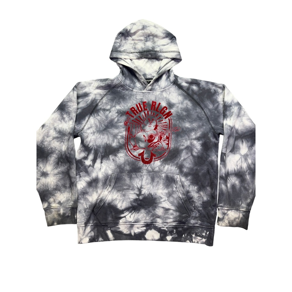 True Religion Tie Dye Hoodie Pullover Graphic Logo Sweatshirt Mens M Gorpcore‎